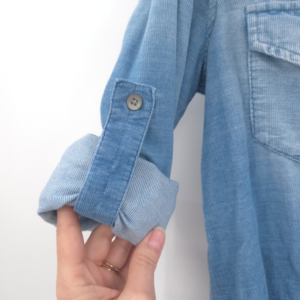 Anthropologie Cloth & Stone Corduroy Button Down Shirt Women Size S Blue Western - Picture 12 of 12